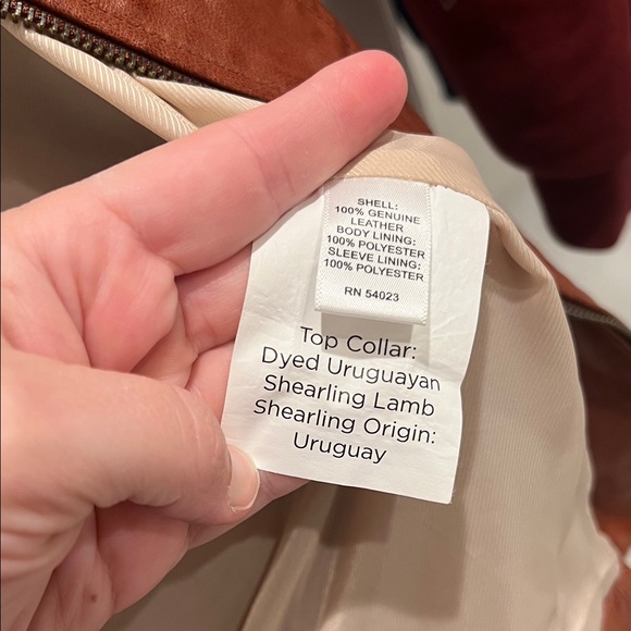 Banana Republic Tan Bomber Jacket with Cream Shearling Collar - Picture 6 of 9